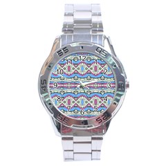 Aztec Style Pattern In Pastel Colors Stainless Steel Watch by dflcprints