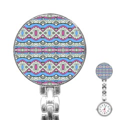 Aztec Style Pattern In Pastel Colors Stainless Steel Nurses Watch by dflcprints