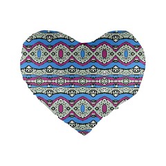 Aztec Style Pattern In Pastel Colors 16  Premium Flano Heart Shape Cushion 