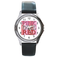 Image Round Leather Watch (silver Rim) by Sampletrial