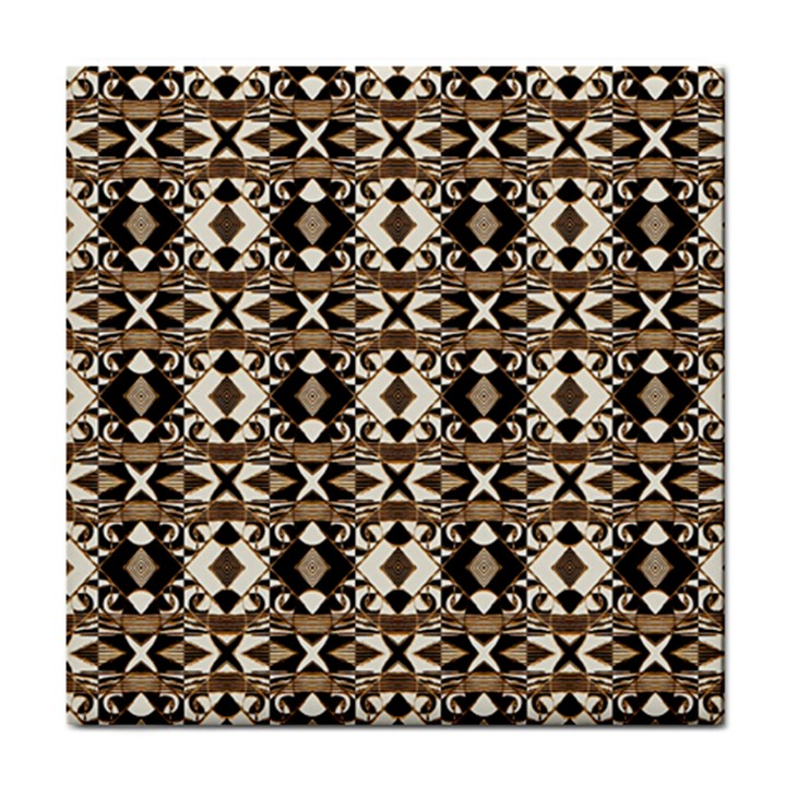 Geometric Tribal Style Pattern in Brown Colors Scarf Ceramic Tile