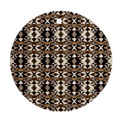 Geometric Tribal Style Pattern In Brown Colors Scarf Round Ornament