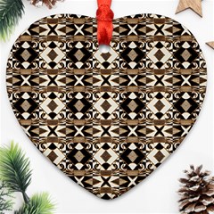 Geometric Tribal Style Pattern In Brown Colors Scarf Heart Ornament by dflcprints