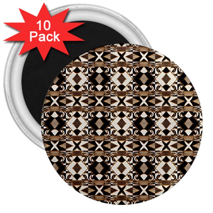 Geometric Tribal Style Pattern in Brown Colors Scarf 3  Button Magnet (10 pack)