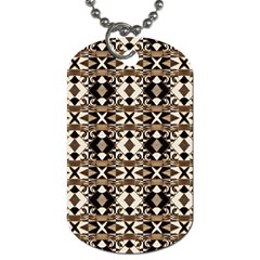 Geometric Tribal Style Pattern In Brown Colors Scarf Dog Tag (two-sided)  by dflcprints