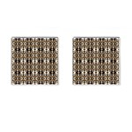 Geometric Tribal Style Pattern in Brown Colors Scarf Cufflinks (Square) Front(Pair)