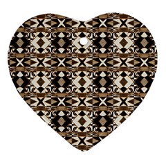 Geometric Tribal Style Pattern In Brown Colors Scarf Heart Ornament (two Sides) by dflcprints