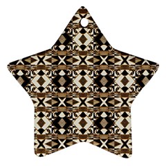 Geometric Tribal Style Pattern In Brown Colors Scarf Star Ornament (two Sides) by dflcprints