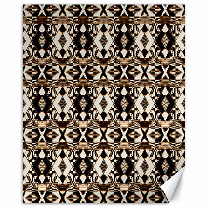 Geometric Tribal Style Pattern in Brown Colors Scarf Canvas 16  x 20  (Unframed)