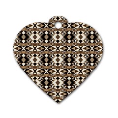 Geometric Tribal Style Pattern In Brown Colors Scarf Dog Tag Heart (two Sided) by dflcprints