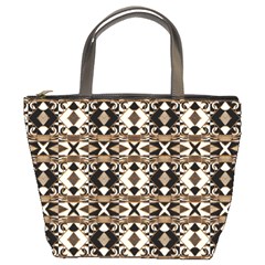 Geometric Tribal Style Pattern In Brown Colors Scarf Bucket Handbag