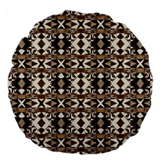 Geometric Tribal Style Pattern In Brown Colors Scarf 18  Premium Round Cushion  by dflcprints