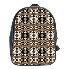 Geometric Tribal Style Pattern In Brown Colors Scarf School Bag (xl) by dflcprints