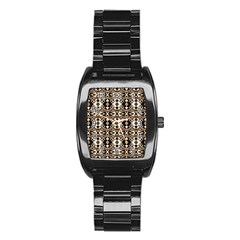 Geometric Tribal Style Pattern In Brown Colors Scarf Stainless Steel Barrel Watch by dflcprints