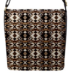 Geometric Tribal Style Pattern In Brown Colors Scarf Flap Closure Messenger Bag (small) by dflcprints