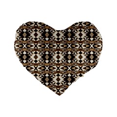 Geometric Tribal Style Pattern In Brown Colors Scarf 16  Premium Flano Heart Shape Cushion 