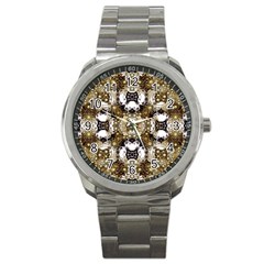 Baroque Ornament Pattern Print Sport Metal Watch