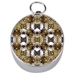 Baroque Ornament Pattern Print Silver Compass