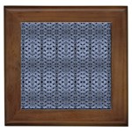 Futuristic Geometric Pattern Design Print in Blue Tones Framed Ceramic Tile Front