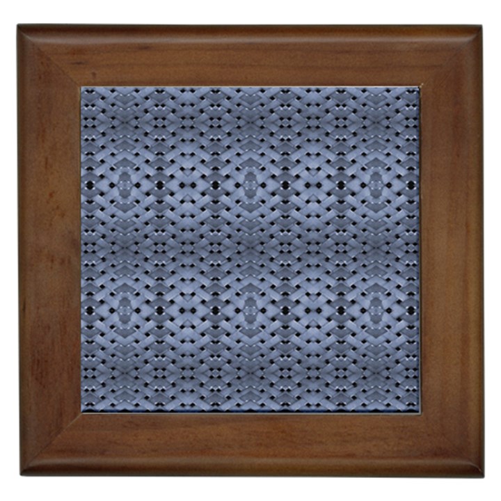 Futuristic Geometric Pattern Design Print in Blue Tones Framed Ceramic Tile