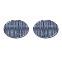 Futuristic Geometric Pattern Design Print In Blue Tones Cufflinks (oval)