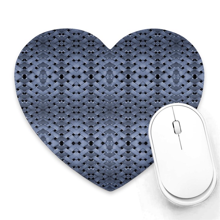 Futuristic Geometric Pattern Design Print in Blue Tones Mouse Pad (Heart)