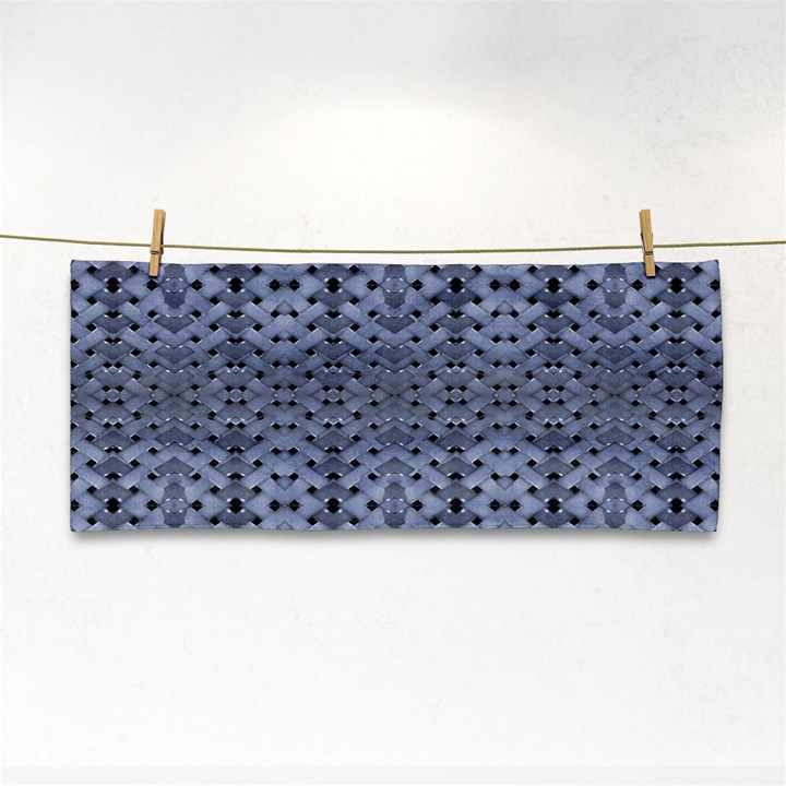 Futuristic Geometric Pattern Design Print in Blue Tones Hand Towel