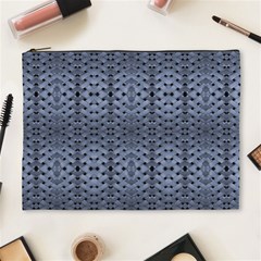 Futuristic Geometric Pattern Design Print In Blue Tones Cosmetic Bag (xl)