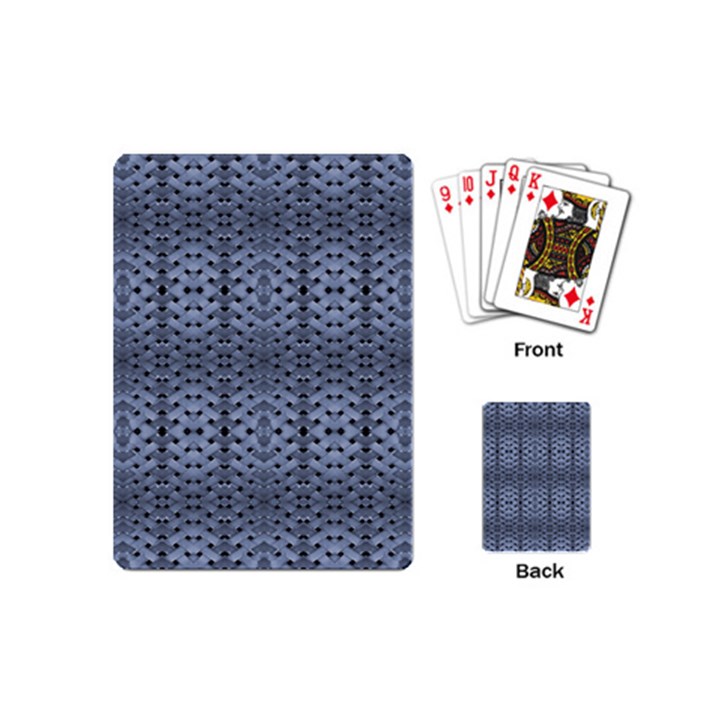 Futuristic Geometric Pattern Design Print in Blue Tones Playing Cards (Mini)