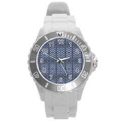 Futuristic Geometric Pattern Design Print In Blue Tones Plastic Sport Watch (large) by dflcprints