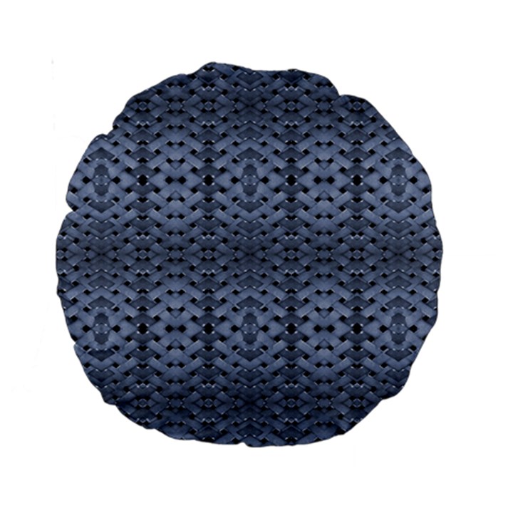 Futuristic Geometric Pattern Design Print in Blue Tones 15  Premium Round Cushion 