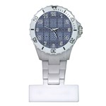 Futuristic Geometric Pattern Design Print in Blue Tones Nurses Watch Front