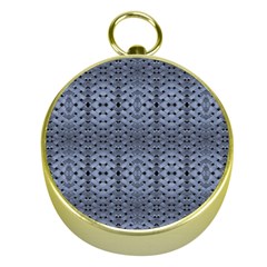 Futuristic Geometric Pattern Design Print In Blue Tones Gold Compass by dflcprints