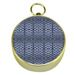 Futuristic Geometric Pattern Design Print in Blue Tones Gold Compass Front