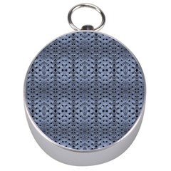 Futuristic Geometric Pattern Design Print In Blue Tones Silver Compass by dflcprints