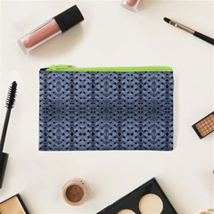 Futuristic Geometric Pattern Design Print In Blue Tones Cosmetic Bag (xs)