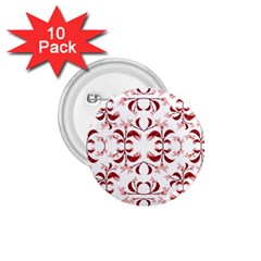 Floral Print Modern Pattern In Red And White Tones 1 75  Button (10 Pack) by dflcprints