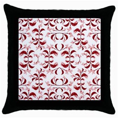 Floral Print Modern Pattern In Red And White Tones Black Throw Pillow Case by dflcprints