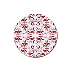 Floral Print Modern Pattern In Red And White Tones Drink Coaster (round) by dflcprints