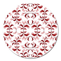 Floral Print Modern Pattern In Red And White Tones Magnet 5  (round) by dflcprints