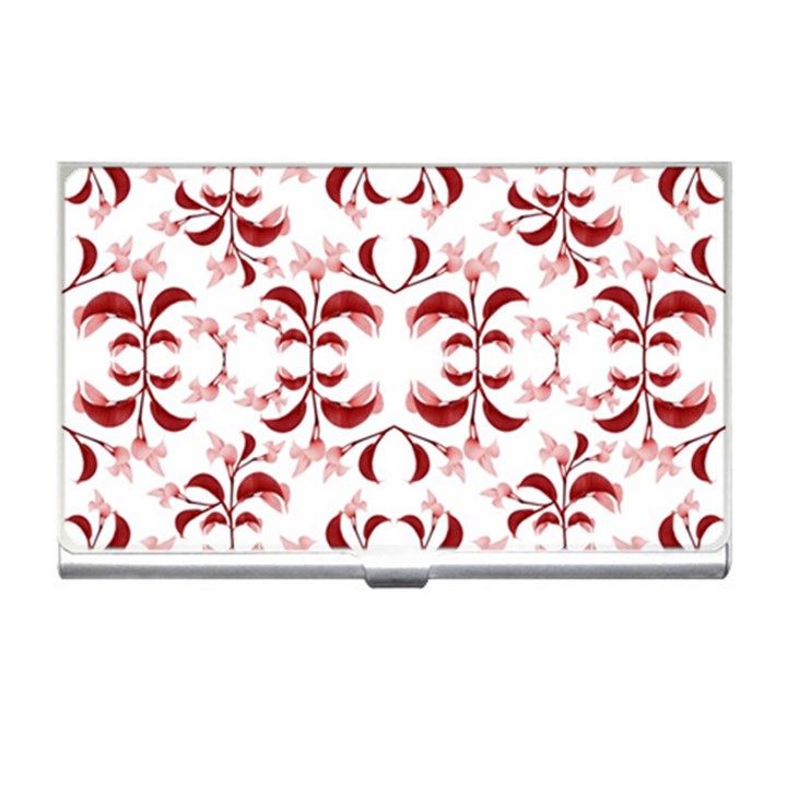 Floral Print Modern Pattern in Red and White Tones Business Card Holder