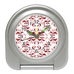 Floral Print Modern Pattern In Red And White Tones Desk Alarm Clock by dflcprints