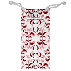 Floral Print Modern Pattern In Red And White Tones Jewelry Bag by dflcprints