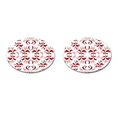 Floral Print Modern Pattern In Red And White Tones Cufflinks (oval) by dflcprints