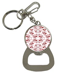 Floral Print Modern Pattern In Red And White Tones Bottle Opener Key Chain by dflcprints