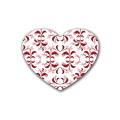 Floral Print Modern Pattern In Red And White Tones Drink Coasters (heart) by dflcprints