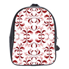 Floral Print Modern Pattern In Red And White Tones School Bag (large) by dflcprints