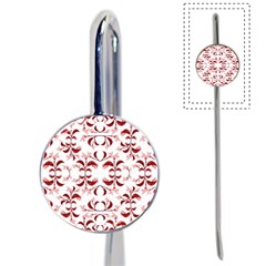 Floral Print Modern Pattern In Red And White Tones Bookmark by dflcprints