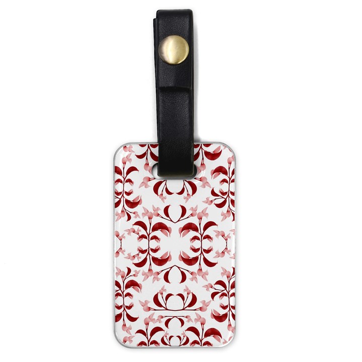 Floral Print Modern Pattern in Red and White Tones Luggage Tag (One Side)