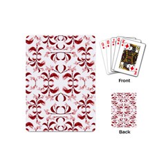 Floral Print Modern Pattern In Red And White Tones Playing Cards (mini) by dflcprints